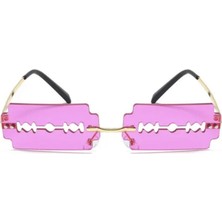 Toz Vintage Jilet Görünümlü Pembe Vintage & Retro Güneş Gözlüğü