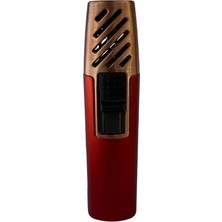 Premiumquality Kırmızı-Bronz Tek Torch Pürmüz Metal Puro Çakmağı