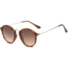Toz Vintage Leopar-Kahverengi Yuvarlak Lentes De Sol Vintage&retro Güneş Gözlüğü