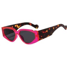 Toz Vintage Showy Pembe Leopar Desenli Kemik Çerçeve Vintage Retro Güneş Gözlüğü