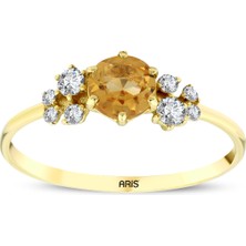 Sitrin Taşı Pırlanta Yüzük