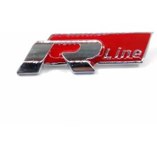 Volkswagen Uyumlu R Line Bagaj Yazısı Kırmızı Metal 75MM-25MM