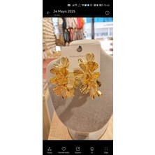 Büyük Çiçekli Yazlık Gold Küpe