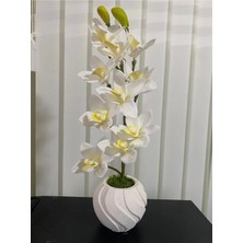 Yapay Orkide Beton Saksıda Boy:42 cm