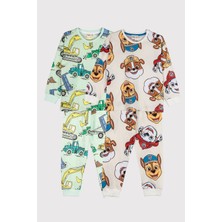 2'li Paw Petrol ve Ekskavatör Desenli Erkek Çocuk Pijama Takımı