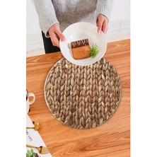 1 Adet Amerikan Hasır Servis Supla Örme Bambu Yuvarlak Supla 35 cm