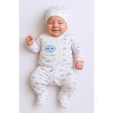 HÇM Bebek Hastane Çıkışı 5 Parça Baskılı Şapkalı Eldivenli Önlüklü E1