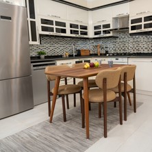 Ocean Ceviz Ahşap 6'lı Mutfak Salon Yemek Odası Sandalyesi