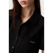 Calvin Klein % 100 Pamuk Regular Fit Düğmeli Midi Boy Elbise J20J225299BEH Bayan Elbise J20J225299 Beh
