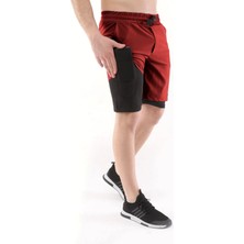 Ghassy Co. Ghassy Co Erkek Running Hızlı Kuruma Micropolyester Arka Fermuar Cepli ve Havlu Halkalı Antrenman Futbol Fitness Kısa Taytlı Şort