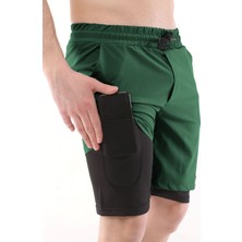 Ghassy Co. Ghassy Co Erkek Running Hızlı Kuruma Micropolyester Arka Fermuar Cepli ve Havlu Halkalı Antrenman Futbol Fitness Kısa Taytlı Şort