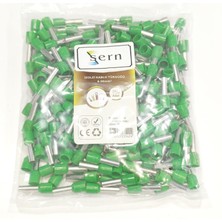 Sern 6mm Tek Girişli İzoleli Kablo Yüksüğü - Fransız Norm - Yeşil - 1 Paket (250 Adet)