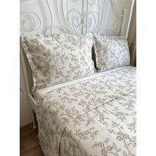 Kuş Desenli Bej Yatak Örtüsü & Pike Takımı Çift Kişilik 250 x 260