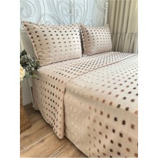 Lale Model Bej / Kahverengi Yatak Örtüsü ve Pike Takımı Çift Kişilik