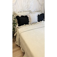 Fırfırlı Açık Ay Taşı Yatak Örtüsü Seti Tek Kişilik