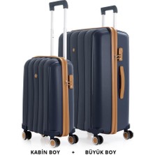 Mçs Bavul Büyük ve Kabin 2li Set Kırılmaz Silikon Valiz V305 Laci/hardal