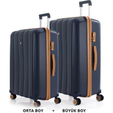 Mçs Bavul Büyük ve Orta 2li Set Kırılmaz Silikon Valiz V305 Laci/hardal