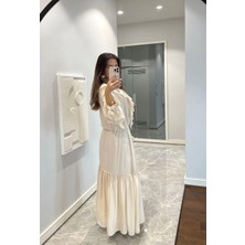Fırfır Detaylı Maxi Elbise