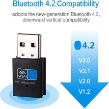 Plentiful USB Wifi+Bluetooth Adaptör, Bluetooth 4.2 150MBPS Wifi Dongle Ağ Kartı, Wifi ve Bluetooth Alıcı Verici