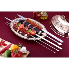 Gönen Çelik Gönen Çelik Şiş Paslanmaz Çelik Kebap Şişi 6 Adet Yassı Ciğer Şiş