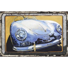 Blue Porsche Speedster Klasik Nostaljik Arabalar Retro Ahşap Poster