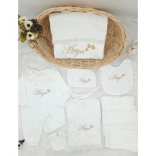 10'lu Dantelli Hastane Çıkış Tulum Seti (Kişiye Özgü Isimli Nakış