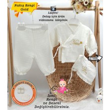Yeni Doğan Müslin 3'li Kimono Bağcıklı Tulum %100 Pamuk Organik (