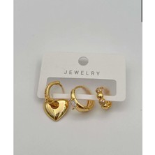 Kalp 3 Lü Çelik Küpe