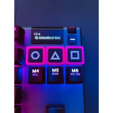 3’lü Squid Game Klavye Tuş Takımı – Mekanik Klavyelere Uyumlu Renkli Keycap Seti – Pembe Kenarlı