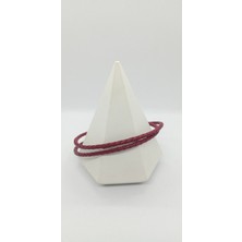 Kırmızı Renk Deri Örgülü Bileklik (40 Cm)