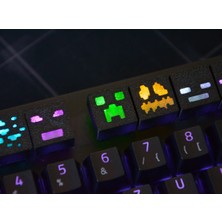 Minecraft Temalı Keycap Seti (8 Adet) – Mekanik Rgb Oyuncu Klavyeleri ile Uyumlu Renkli Tuş Takımı