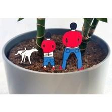 Komik Saksı Süsü (3'lü) - Çiş Yapan Adam ve Köpek Figürü | Renkli Bahçe Bitki Dekoru