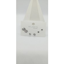 Silver Renk Baget Taşlı Küpe Seti