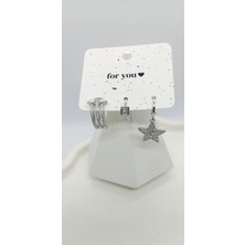 Silver Renk Yıldız Küpe Seti