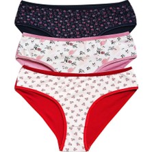 Pamuklu Geniş Kenarlı Likralı Desenli Bato Kadın Külot 3'lü Paket Set2