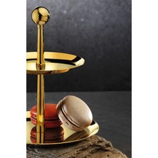 Small 18/10 Paslanmaz Çelik Katlı Sunumluk 15 cm Ayaklı Sunumluk