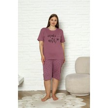 Nisanca %100 Pamuk  Büyük Beden Kısa Kol Kapri Kadın Pijama Takımı