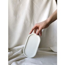 Bernami Unalome Boho Dekoratif Beton Oval Sunumluk 18x9,5 cm Takı Tabağı Saksılık Yağdanlık Tütsülük Mumluk