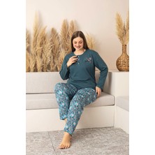 Nisanca Uzun Kollu %100 Pamuk Büyük Beden Anne Pijama Takımı- Anne Özel Serisi