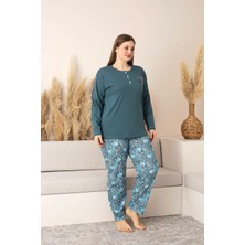 Nisanca Uzun Kollu %100 Pamuk Büyük Beden Anne Pijama Takımı- Anne Özel Serisi
