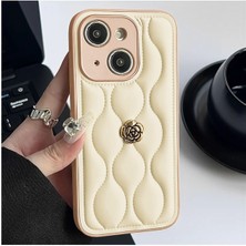 Apple iPhone 14 Uyumlu Kılıf Zebana Camellia Deri Kılıf Bej