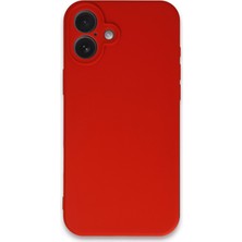 iPhone 16 Plus Uyumlu Ince Esnek Soft Rubber Telefon Kılıfı - Kırmızı