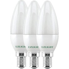 Uzlight 7 Watt Tasarruflu Buji LED Ampul E14 3 Adet