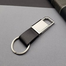 Burada Bulabilirsin Deri Siyah Gümüş Metal Anahtarlık