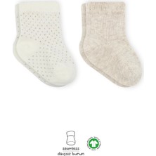 Bistyle Puan Derby Penye Soket Çorap 2'li BS10103 Bej Ekru