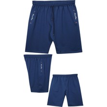 Büyük Beden 110 - 155 Kilo Arası Için Uygun Bedenli Cepleri Nakış Detaylı Likralı Penye Erkek Şortu