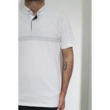 Santa Fistan Store Erkek Desenli Spor Kesim Rahat Kalıp Polo Yaka T-Shirt