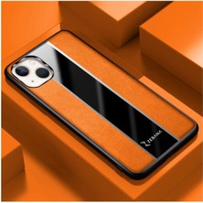 Apple Iphone 14 Uyumlu Kılıf Premium Deri Kılıf Turuncu