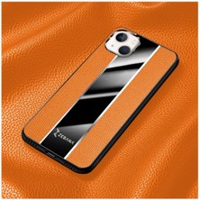 Apple Iphone 14 Uyumlu Kılıf Premium Deri Kılıf Turuncu