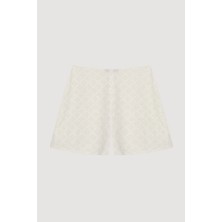 Fisto Detaylı Mini Şort Ekru